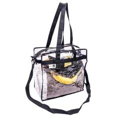 Imagem de Bolsa transparente de vinil aprovada pelo estádio 30 x 30 x 15 cm com zíper duplo, alça de ombro removível ajustável, Transparente., Large