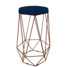 Imagem de Banqueta Paris Aramada Base Bronze material sintético Azul Marinho - M