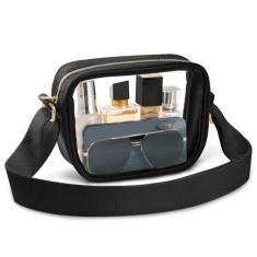 Imagem de Olioliyou Bolsa transparente aprovada pelo estádio bolsas transversais para mulheres moderna bolsa transparente ajuste esportes eventos festivais shows (preto), Preto, Moda
