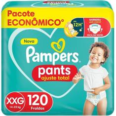 Imagem de Fralda de Vestir Pampers Pants Ajuste Total Tamanho XXG Econômica 120 Unidades Peso Indicado 14 - 25kg