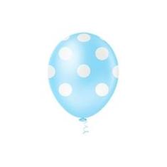 Imagem de Bexiga Fantasia Bolinha 10" Azul Claro com Branco Pic Pic 25 Unidades