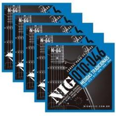 Imagem de Kit Com 05 Cordas Nig Guitarra Elétrica Tensão Média 010