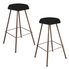 Imagem de Kit 02 Banqueta Alta Lari Eiffel HexágonoPreto