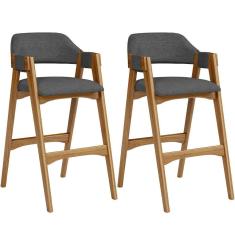 Imagem de Kit 02 Banquetas Altas Suran L02 Linho Cinza Escuro