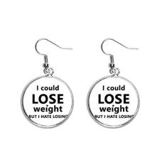 Imagem de Brinco feminino preto inglês com citação de perda de peso