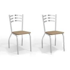 Imagem de Conjunto Com 2 Cadeiras De Cozinha Portugal Cromado E Capuccino
