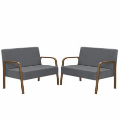 Imagem de Kit 2 Namoradeiras Jade Braço Madeira Suede Grafite