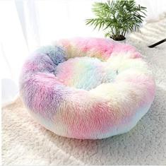 Imagem de Cama calmante para cães e gatos, cama redonda lavável antiderrapante fofa de pelúcia falsa donut cama de gato para cães pequenos, médios e grandes - diâmetro inferior à prova d'água 40 cm