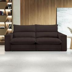 Imagem de Sofá Retrátil e Reclinável Martinho 230cm Veludo Marrom - Celflex