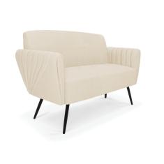 Imagem de Sofá Namoradeira Pés Palito de Ferro Bruna Linho Bege A19 - D`Rossi