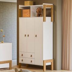 Imagem de Guarda-Roupa Infantil Fantasia 3 Portas 2 Gavetas Branco - Qmovi