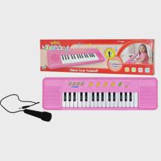 Imagem de Brinquedo Teclado Musical Karaokê Piano Infantil com Microfone Rosa