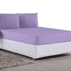 Imagem de Jogo De Lençol Queen 3 Peças Malha 100% Algodão (Lilás)