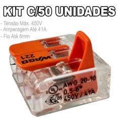 Imagem de Kit 50 Conector Wago Emenda 3 Fios Mod. 221-613