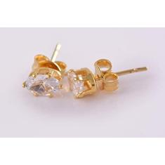 Imagem de Brinco Zircônia Oval Folheado em Ouro 18k