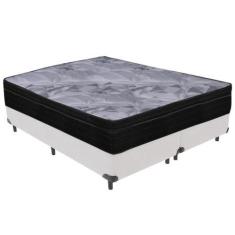 Imagem de Cama Box Branco e Colchão Airtech Pampa Molas ensacadas Queen Ortobom