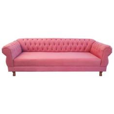 Imagem de Sofá Chesterfield Capitone Elisabeth Suede Rose 2,30 - NOVO ENCANTO