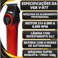 Imagem de Máquina De Cortar Cabelo Profissional VGR V-977 Motor turbo 9.000 RPM 