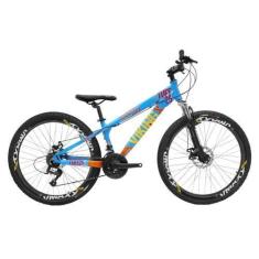 Imagem de Bicicleta Aro 26 Viking Tuff X25 24v Freios Hidráulicos, Azul, Laranja