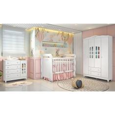 Imagem de Quarto De Bebê Berço Mini Cama Guarda Roupa Cômoda Branco