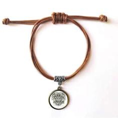 Imagem de DIYthinker Pulseira monstro estilo chinês pulseira de couro corda escondida marrom joia presente