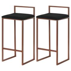 Imagem de Kit 2 Banquetas Decorativa Jasmine Base Bronze Veludo  - Gran Belo