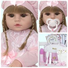 Imagem de Boneca Bebê Reborn Menina Recem Nascida Realista Pode Banho