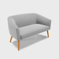 Imagem de Namoradeira 02 Lugares Stella Suede Cinza Pés Palito Castanho - D'Rossi