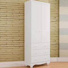 Imagem de Guarda Roupa Infantil Bebê 2 Portas 3 Gavetas Branco Carvalho 100% Mdf