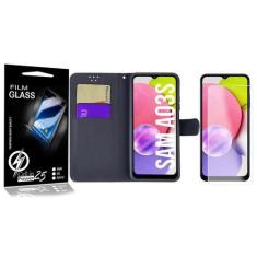 Imagem de Película Vidro + Capa Carteira PRETA Galaxy A03S A037 6.5 - Cell In Po