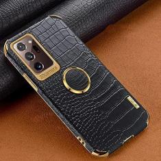 Imagem de Capa de telefone com textura de crocodilo para Samsung Galaxy Note 20 Ultra S21 S20 S10 Plus A72 A52 A51 A71 A50 A70 Capa de suporte magnético, Suporte magnético preto, Para Galaxy S21 Plus