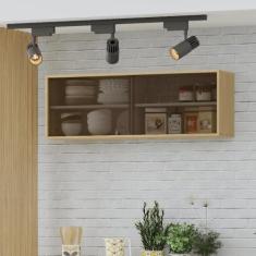 Imagem de Armário Aéreo Cozinha Glória 120 Cm 2 Portas Deslizantes de Vidro Castanho