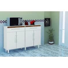 Imagem de Balcão de Cozinha 4 Portas Branco / Canelato  - Trinobel Madri