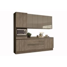 Imagem de Kit de Cozinha Modulada 7 Peças Maxxi (2 Armários + 2 Balcões + 1 Paneleiro + 2 Complementos) C7P07 Nogal - Kappesberg