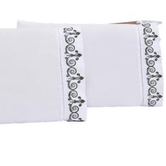 Imagem de Jogo lençol quarto casal queen bordado 3peças branco Petróleo