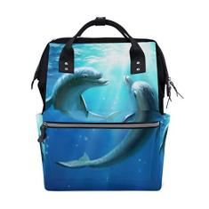 Imagem de ColourLife Mochila para fraldas Dolphins Underwater casual Daypack multifuncional para fraldas