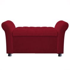 Imagem de Recamier Baú Sapateira Louis 160x Cama Queen Size Suede Vermelho - Majú Deor