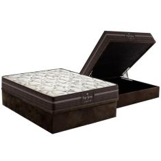 Imagem de Conjunto Box Baú Casal Colchão Molas Probel Ensacadas Perfil Springs Plus + Base Crc Suede Brown (138x188)