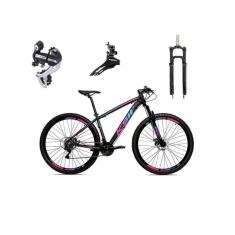 Imagem de Bicicleta Aro 29 Ksw Xlt 24v Câmbio Shimano Acera K7 Garfo Trava Freio A Disco - Preto-pink-azul Tam.15