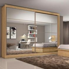 Imagem de Guarda Roupa Casal Espelhado 2 Portas 6 Gavetas - Sevi -Amêndoa - Move