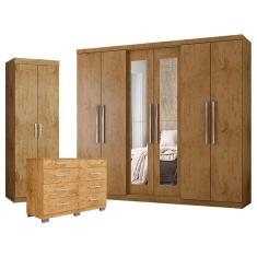 Imagem de Guarda Roupa Casal Prime 7000 com Cômoda 8050 e Multiuso 6020 Freijó - Araplac