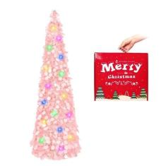 Imagem de Árvore de Natal MACTING Pink de 5 pés com luzes e suporte