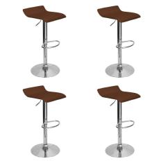 Imagem de Kit 4 Banquetas Toquio Wave Enzo Belo Horizonte Giratória Com Regulagem - Marrom Café