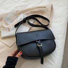 Imagem de Bolsa de ombro de sela Bolsas crossbody de couro PU para mulheres Bolsas clássicas, pretas