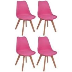 Imagem de Kit 4 Cadeira Charles Eames Leda Design Wood Trato 
