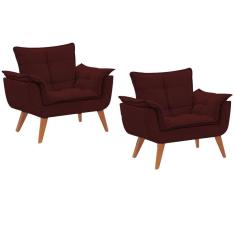 Imagem de Kit 2 Poltronas Decorativas Opala Suede Marsala