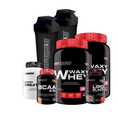Imagem de Kit 2x Waxy Whey 900g + BCAA 100g + Creatina 100g + 6 Six Lipo 60 Caps +  2x Shaker - Bodybuilders-Unissex