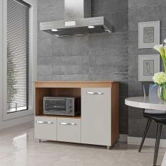 Imagem de Balcão Multiuso Liza Para Cozinha Savana Off White 3 Portas Moblis