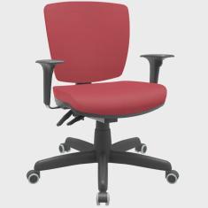 Imagem de Cadeira de Escritório Executiva Office Base Giratória Preto Baixa Flexi P03 Vinil Vermelho - Lyam