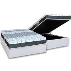Imagem de Cama Box Baú Casal: Colchão Molas Bonnel Castor System Class One Face + Base CRC Courano White(138x188)